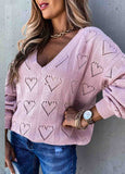 Heart-Shaped Hollow Knitted Sweater