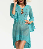 Solid Color V-Neck Sexy Cover-ups Swimsuits - soofoom.com