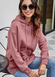 Split Solid Long Sleeve Fleece  Hoodie