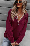 Solid Hooded Pocket Long Sleeve Sweatshirt