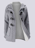 Classical Hooded Cashmere Lamb Wool Horn Coat