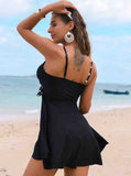 Strap U-Neck Elegant Classic Swimdresses Set