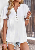 Split Neck   T-Shirt