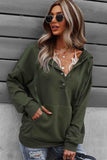 Solid Hooded Pocket Long Sleeve Sweatshirt