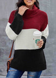 Turtleneck Color Block Pullover Sweater