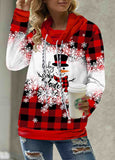 Christmas Snowman Print Drawstring  Sweatshirt