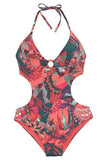 Ethnic Print Floral One Piece Swimsuit