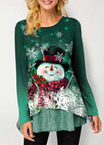 Gradient Christmas Snowman Print T Shirt