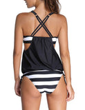 Layered Style Cross Back Two-Piece Tankini Set