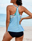 Mesh Splicing Racerback Tankini Set