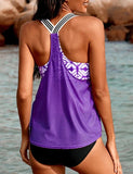 Mesh Splicing Racerback Tankini Set