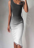 Gradient Sleeveless Slim Midi Dress