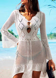 Solid Color V-Neck Sexy Cover-ups Swimsuits - soofoom.com