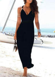 V Neck Metal Decorative Maxi Dress