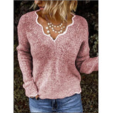 V-neck knitted cute Pullover Sweater