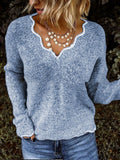 V-neck knitted cute Pullover Sweater