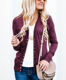 Eggplant Snap-Button Cardigan