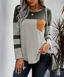 Stripe Pocket Long-Sleeve Top