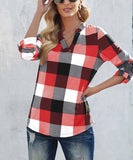 Plaid Notch Neck Top