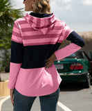 Color-Block & Stripe Drawstring Hoodie