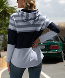 Color-Block & Stripe Drawstring Hoodie