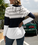 Color-Block & Stripe Drawstring Hoodie